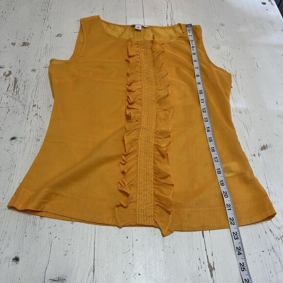 Banana Republic Cami Tank Top Size 2 Tailored, Fitted Zip Yellow Ruffle Detail - Picture 5 of 9